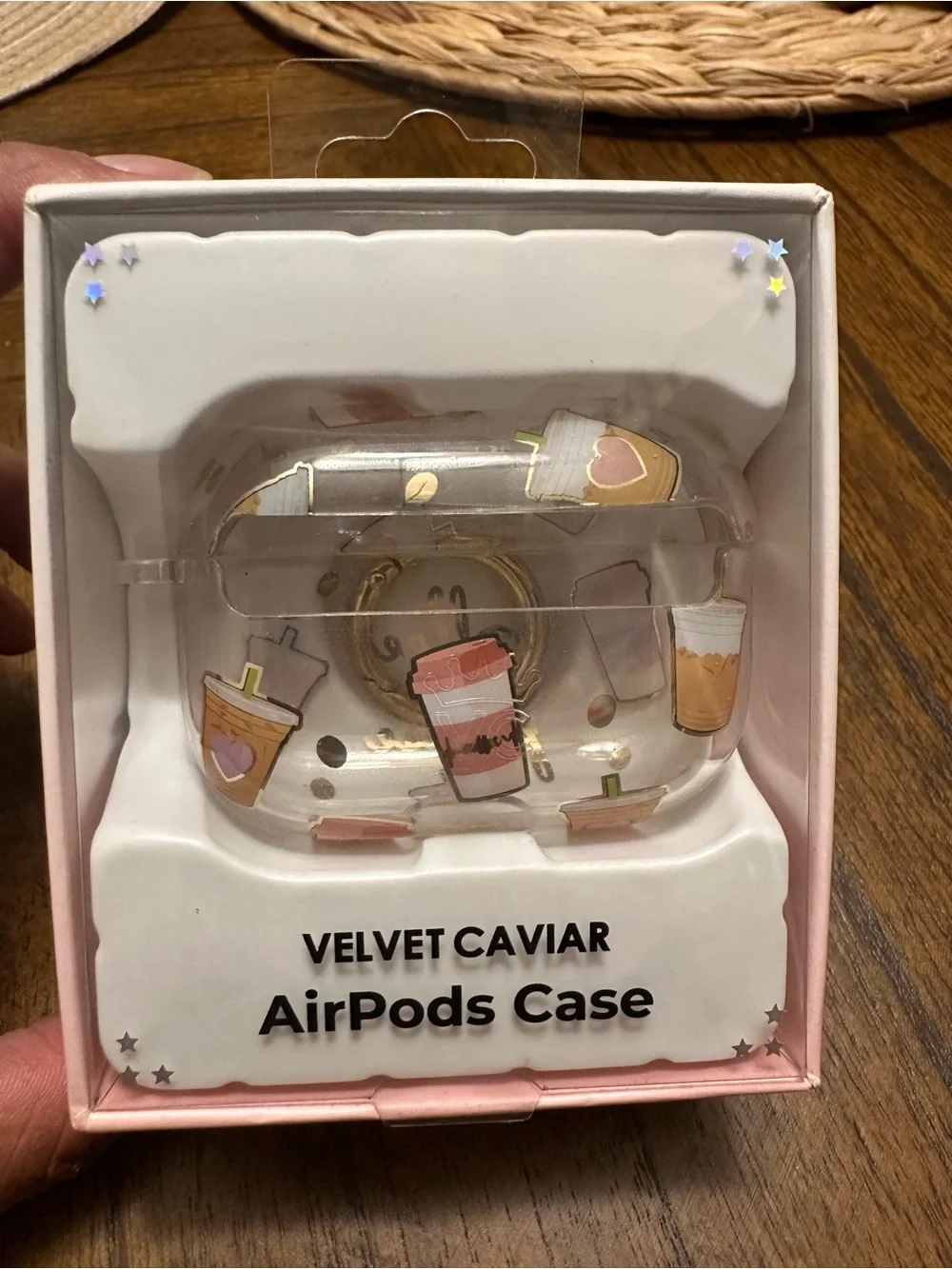 Velvet Caviar Clear AirPods Pro Case with “Coffee Please” Print